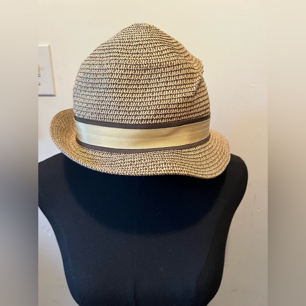 SAC Suzette Art Couture Straw Fedora Hat Size M - Picture 3 of 10